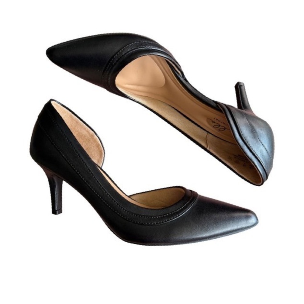 Abella Satine Pumps Black Pointed Toe D'Orsay Officecore Corporate‎ Chic Size 7M